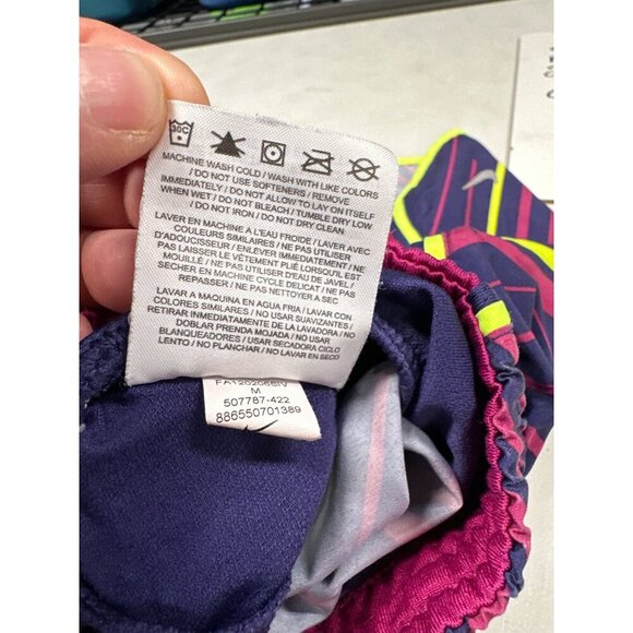 Nike Dri-Fit Active Neon Purple Yellow Running Short Drawstring Lined Sz M - Picture 10 of 13